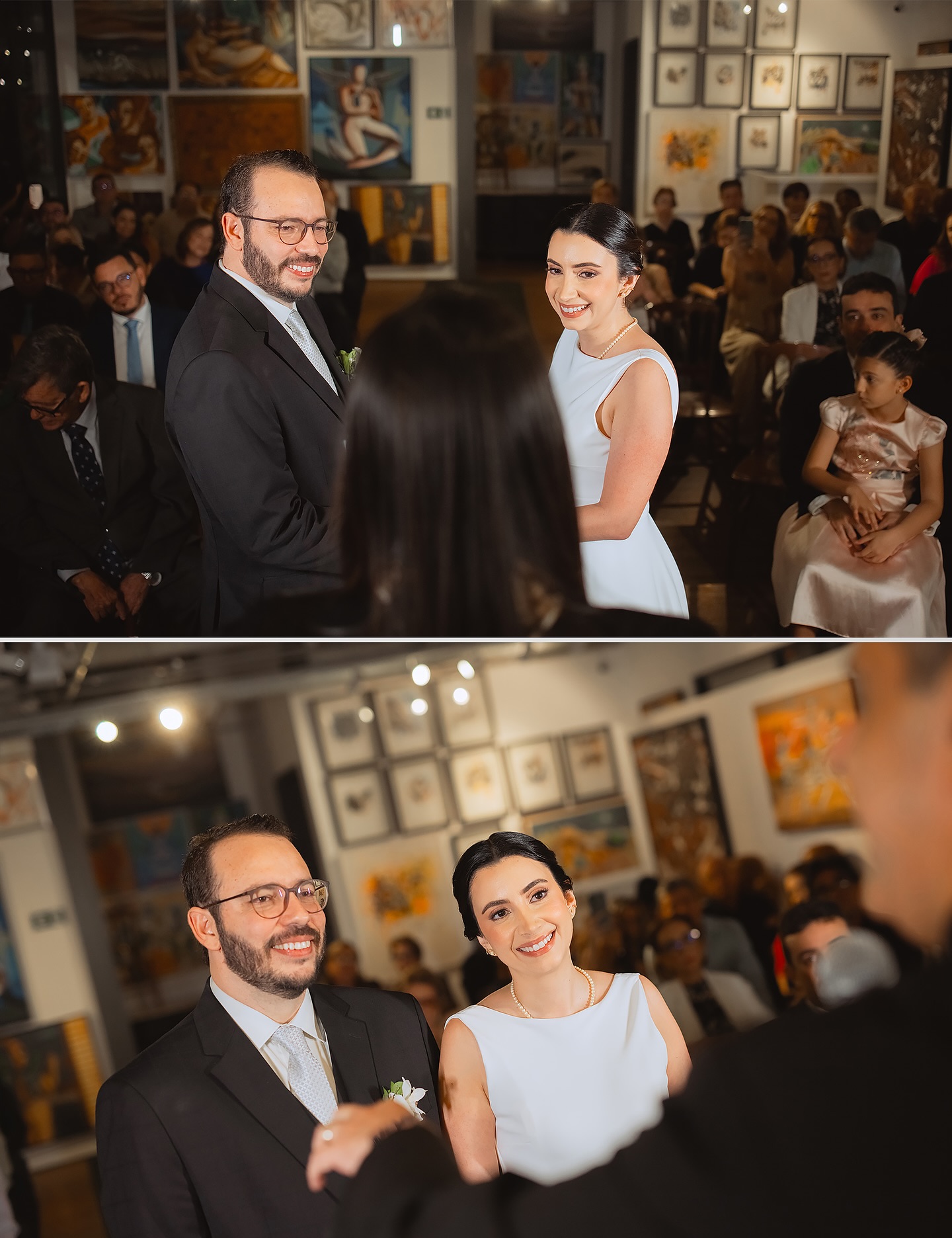 Cerimônia de casamento em galeria de arte